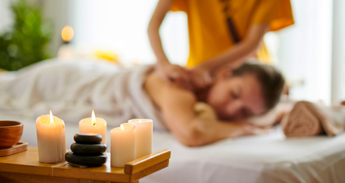 Spa candle and relaxation